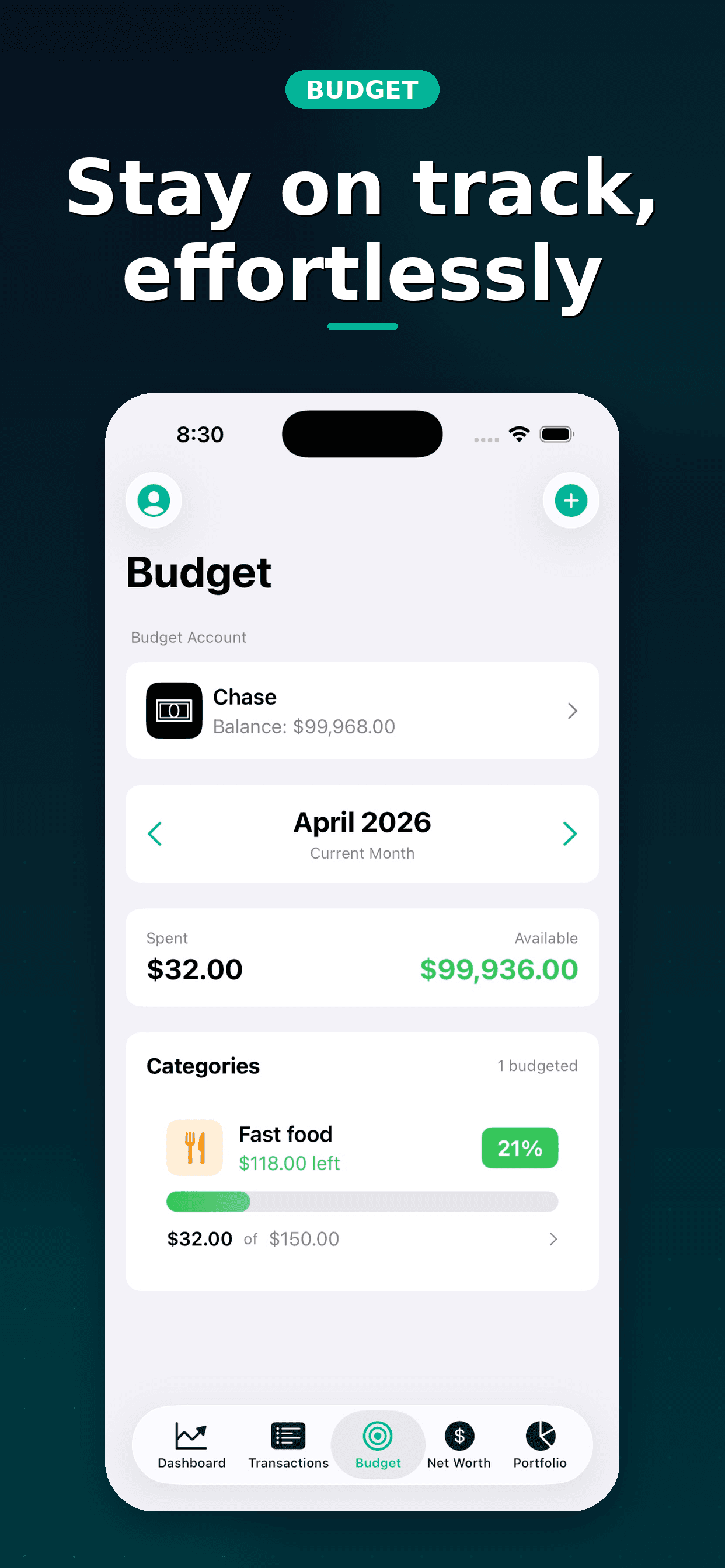 Wealthly budget view